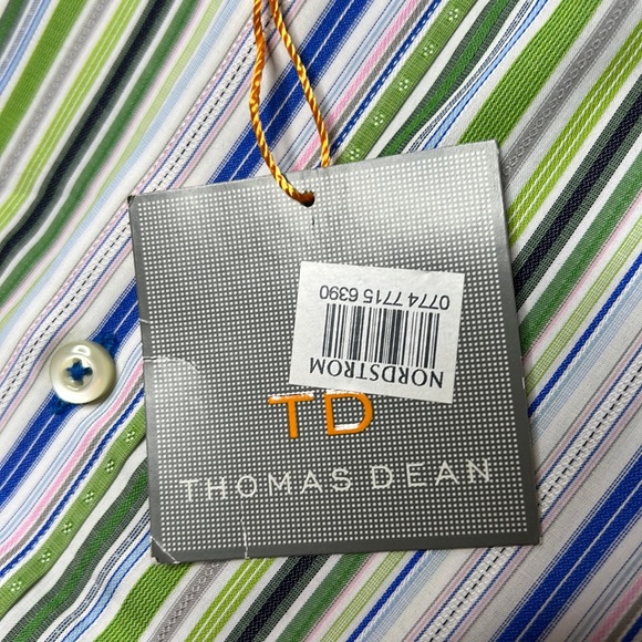🎯NWT Thomas Dean Boys Poplin Stripe Long Sleeve Button Down Shirt Size XL 18-20 - Picture 6 of 6